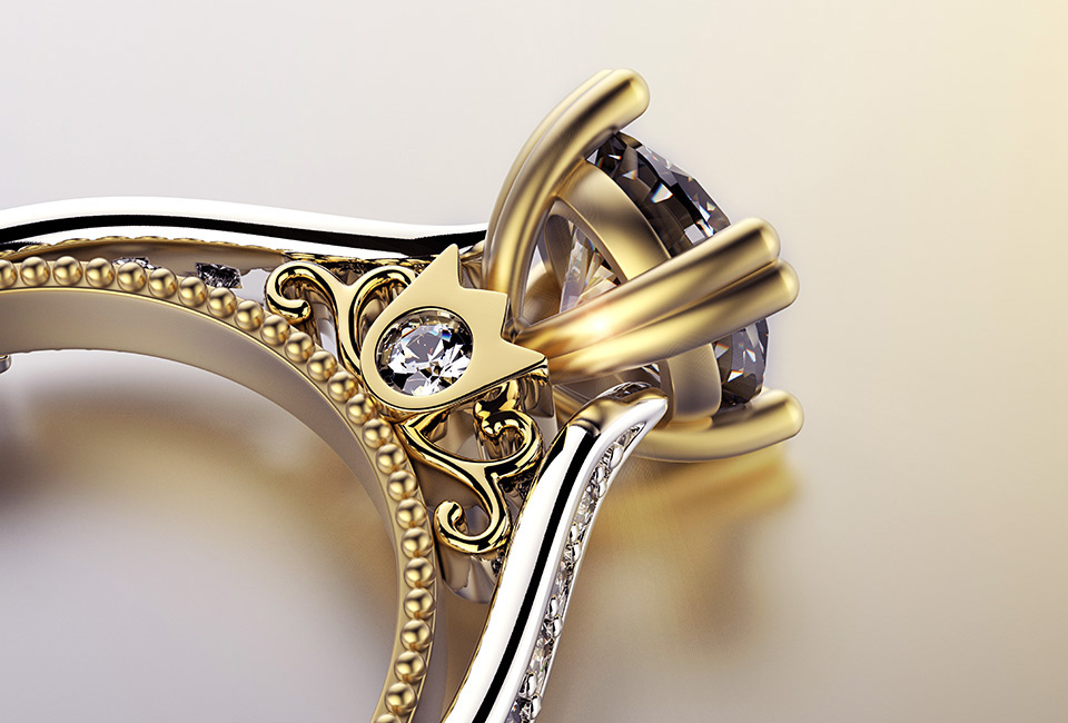 White and yellow gold diamond ring example